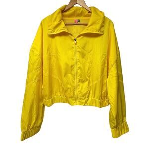 Farm Rio Bananada da Terra Size Large Bright Yellow Cropped Jacket Lightweight